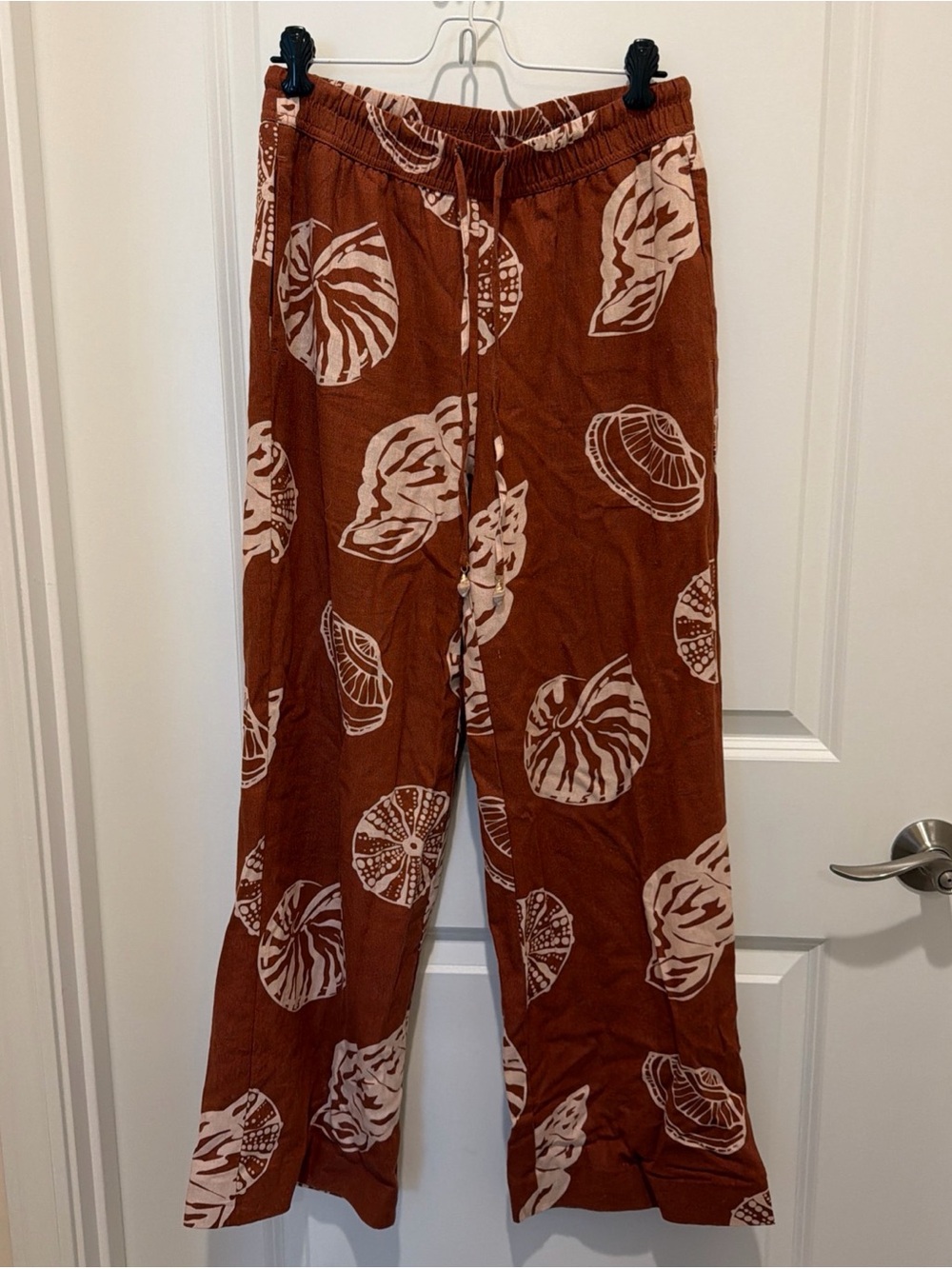 Women’s Rachel Zoe Rust Printed Linen blend wide leg Pants